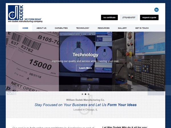 A website design for dj technology by Wm Dudek Manufacturing.
