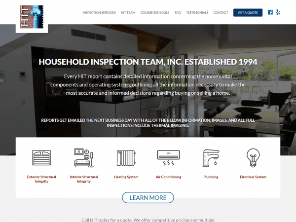 A peace of mind website design for home inspection services.