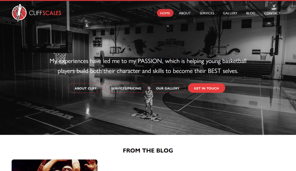 A website design for the Cliff Scales basketball team.