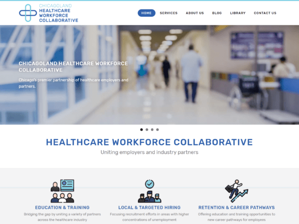 Chicagoland healthcare workforce collaborative website design.