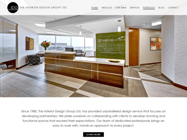 A website design for a medical office by Interior Design Group Ltd.