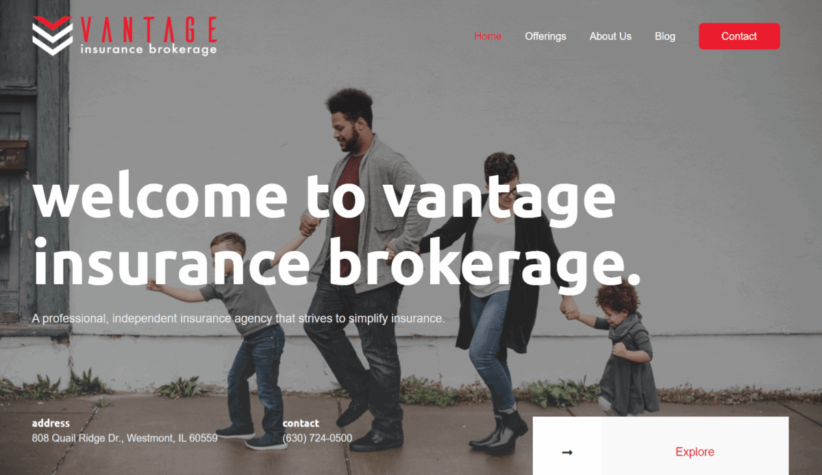 Vantage Insurance Brokerage Web Design