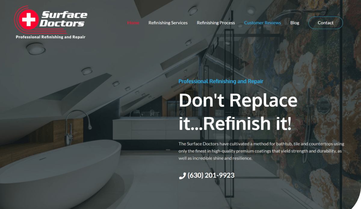 A website design for The Surface Doctors, a plumbing company.