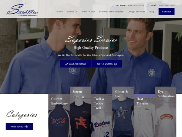 A website design for stella's t - shirts.