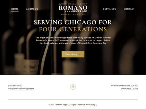 The regal website for Romano, serving Chicago for four generations.